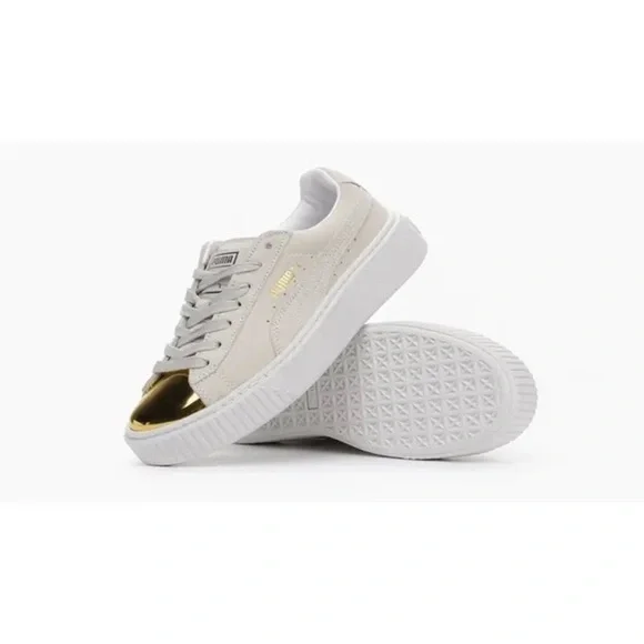 Puma Suede Platform Cream Gold Toe - Picture 12 of 12